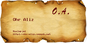 Ohr Aliz névjegykártya